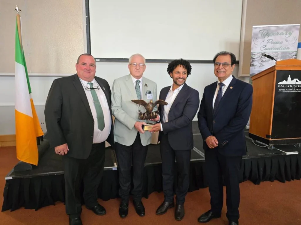 Martin Browne, TD, is pictured at the Tipperary Peace Award Ceremony where Dr Javid Abdelmoneim received the Peace Award from Martin Quinn, Hon Secretary alongside fellow committee member Guy Jones