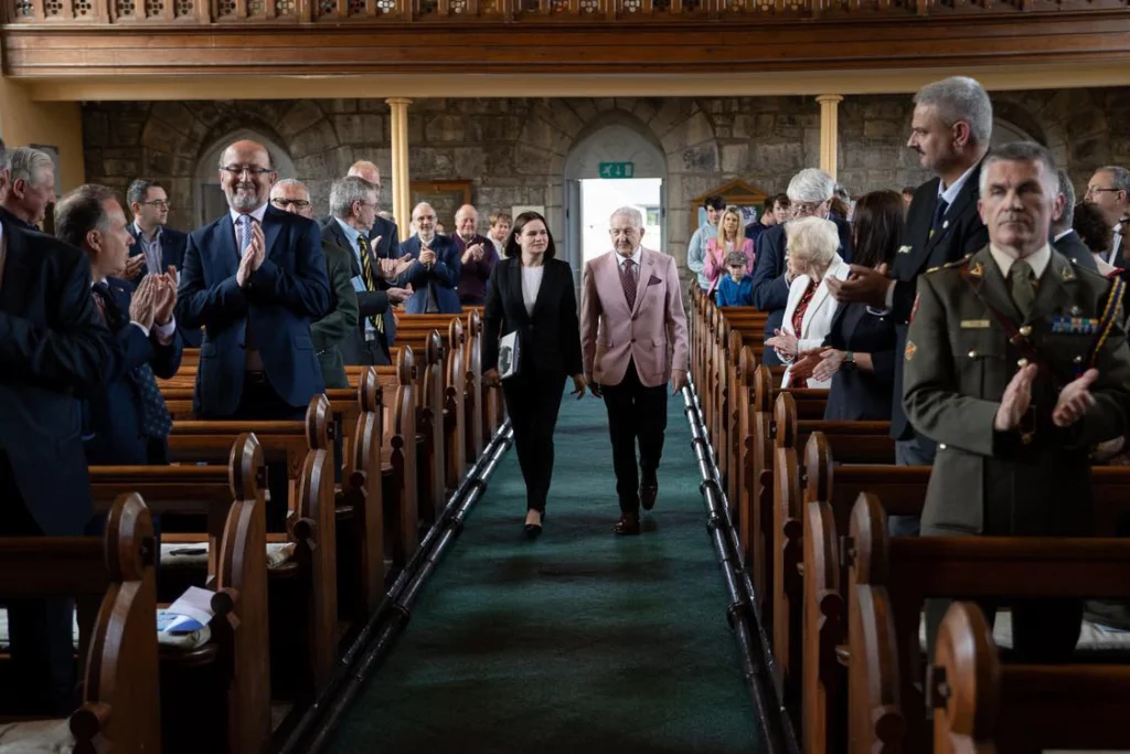 Sviatlana Tsikhanouskaya arrives at St. Mary's Church, Tipperary to receive the Tipperary International Peace Award with Martin Quinn, Hon. Secretary