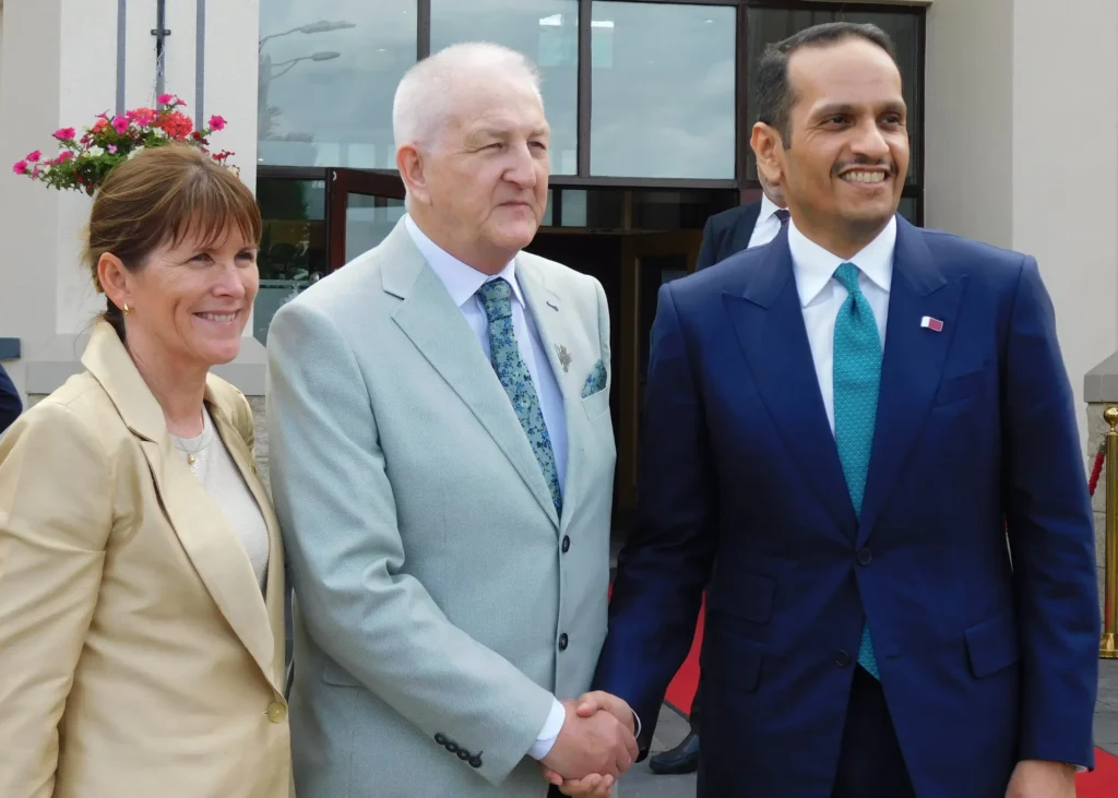 Alison Milton, Ambassador of Ireland to UAE, Kuwait and Qatar, Martin Quinn, Hon. Secretary, Tipperary Peace Convention and His Excellency Sheikh Mohammed bin Abdulrahman bin Jassim Al Thani