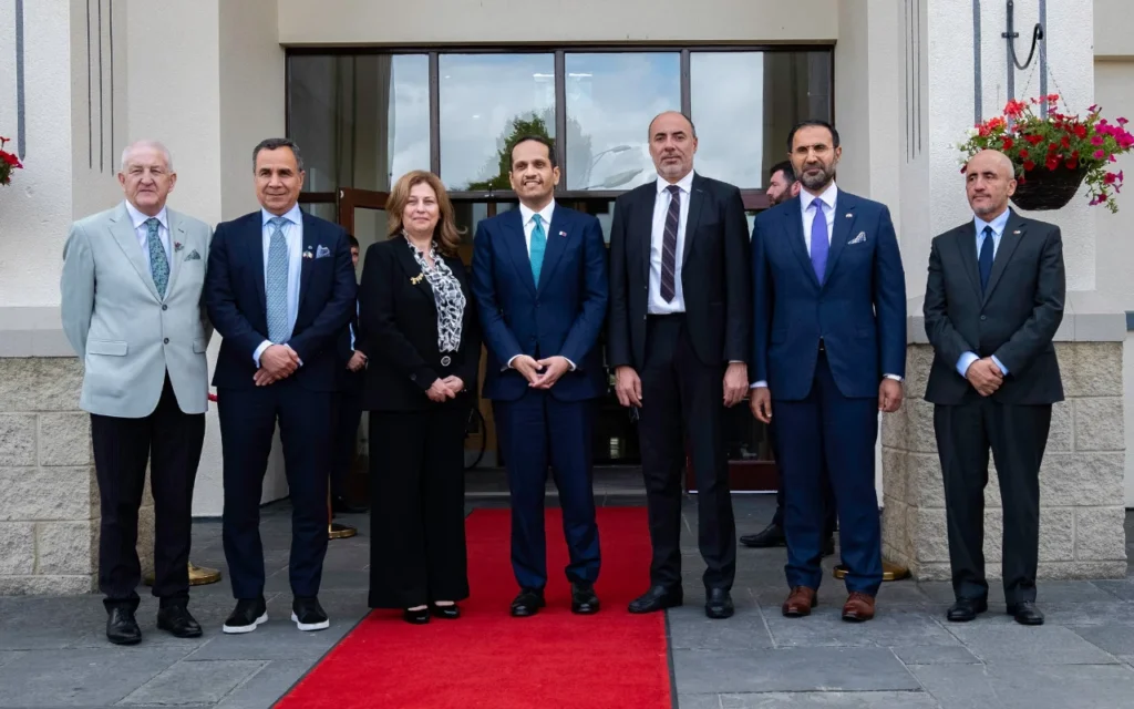 Ambassadors from Kuwait, Palestine, Egypt, UAE and Morocco, with His Excellency Sheikh Mohammed bin Abdulrahman bin Jassim Al Thani, and Martin Quinn