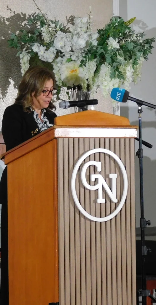 The Palestinian Ambassador to Ireland, Dr. Jilan Wabha Abdalmajid, addresses the Tipperary Peace Award Ceremony