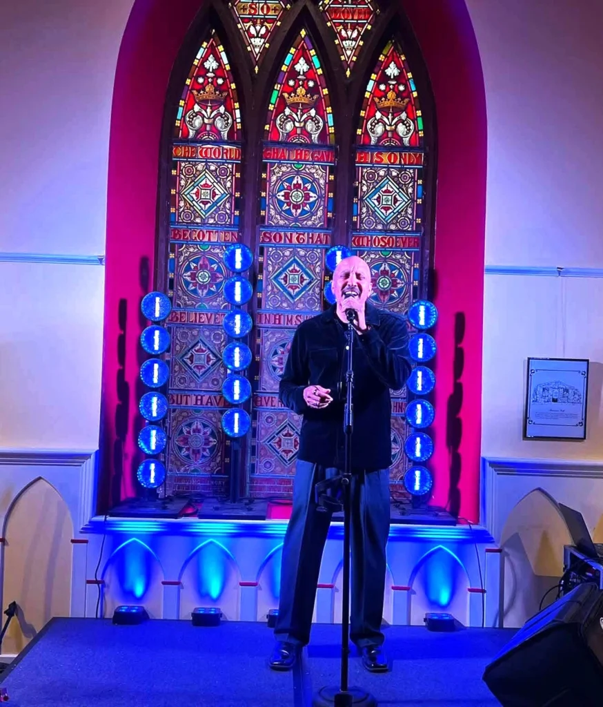 The Winner of the Tipperary International Song of Peace, Leslie Bowe, performing his song 'Imagine If' at Templeneiry Church, Bansha_